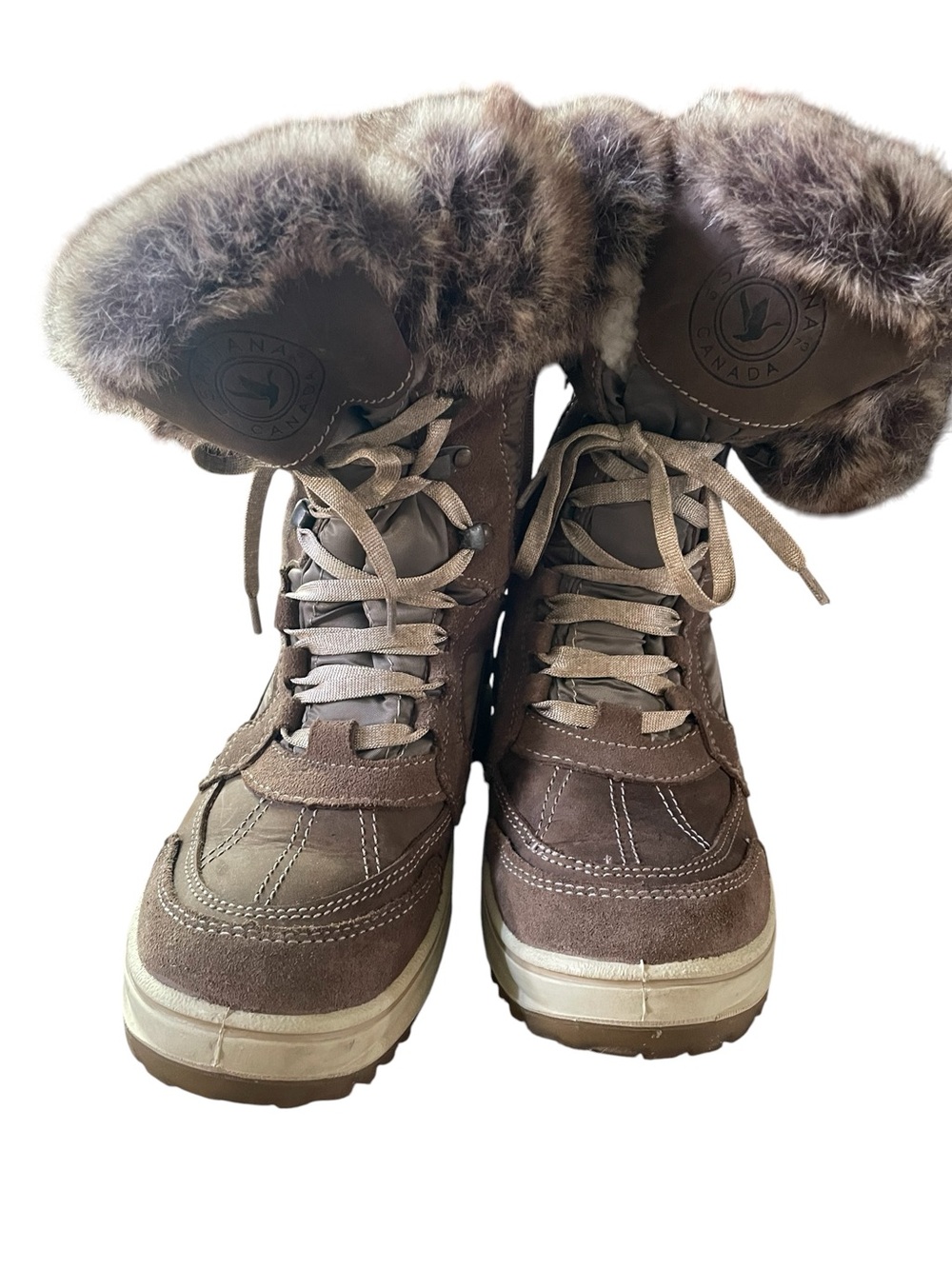 Santana Canada Women's Brown Faux Fur Lace-Up Winter Boots
